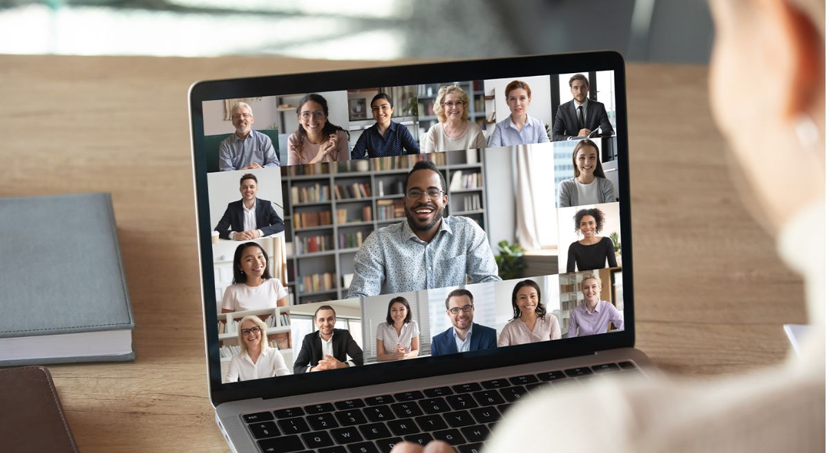 stock photo of online meeting on a computer screen